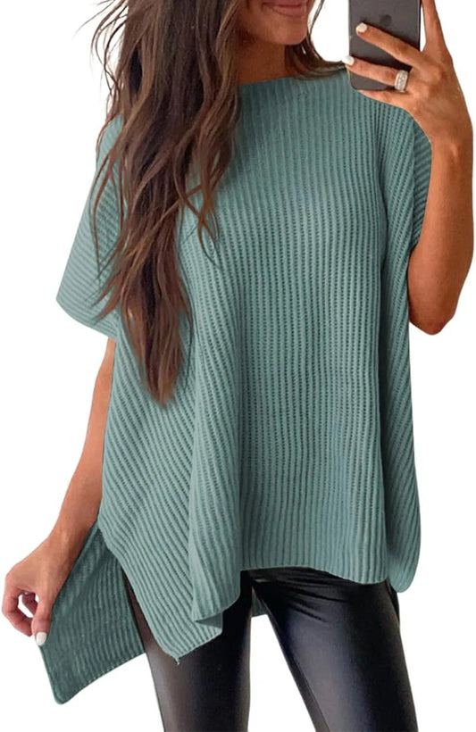 🔥ChicBeautyy Women's Lightweight Knit Batwing Short Sleeve Sweater
