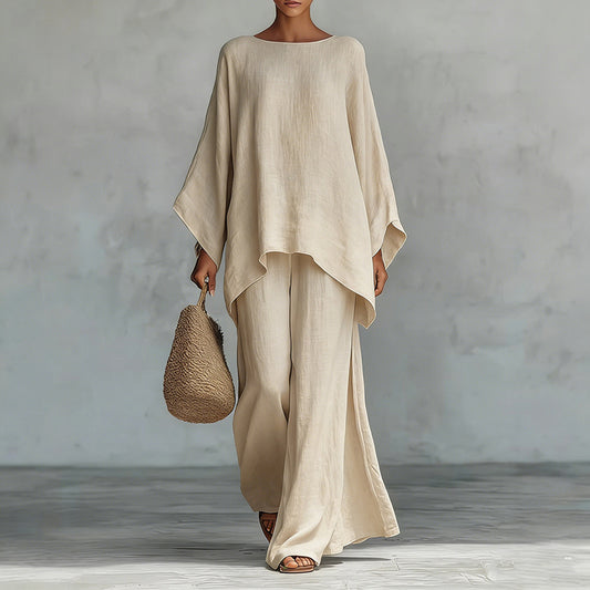 Chicbeautyy Women's Comfy Linen Blend Flowy Two-piece Set