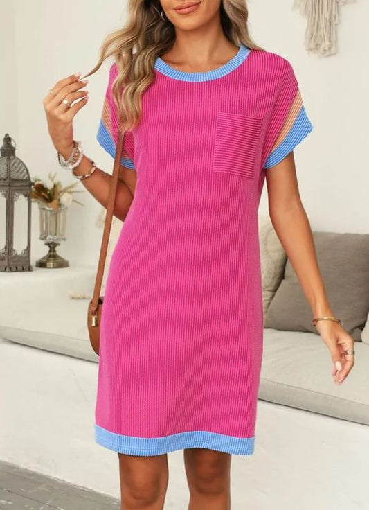 Chicbeautyy ✨Women‘s Casual Color Block Textured Dress(BUY 2 FREE SHIPPING)
