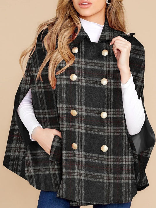 Chibeautyy Women's Plaid Winter Cape Coat(Buy 2 Free Shipping)