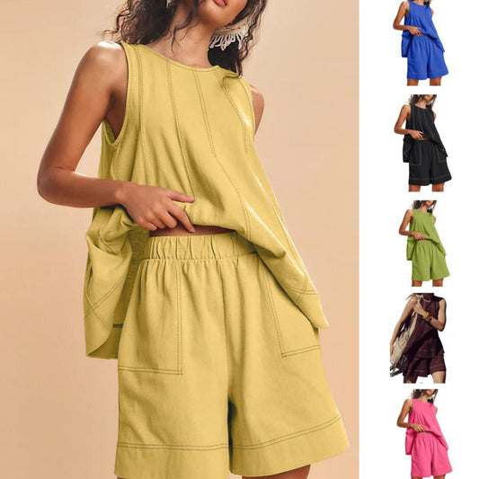 Chicbeautyy Women's Contrast Stitch 2-Piece Outfit
