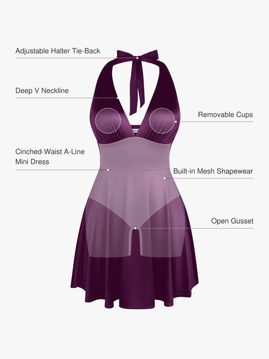 Chicbeautyy Shapewear Halter Fit & Flare Mini Dress